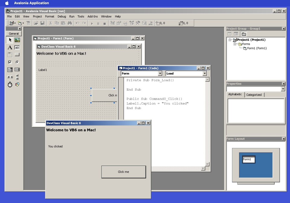 Visual Basic 6 recreated as a cross-platform IDE in modern .NET Visual Basic 6 recreated as a cross-platform IDE in modern .NET