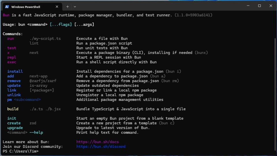 Bun 1.1 released with Windows support, stable WebSocket client and more