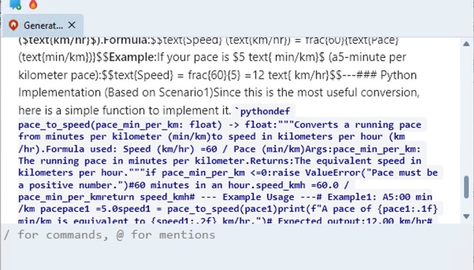 Kai proposes Python code, and not well formatted, despite running within the Delphi IDE
