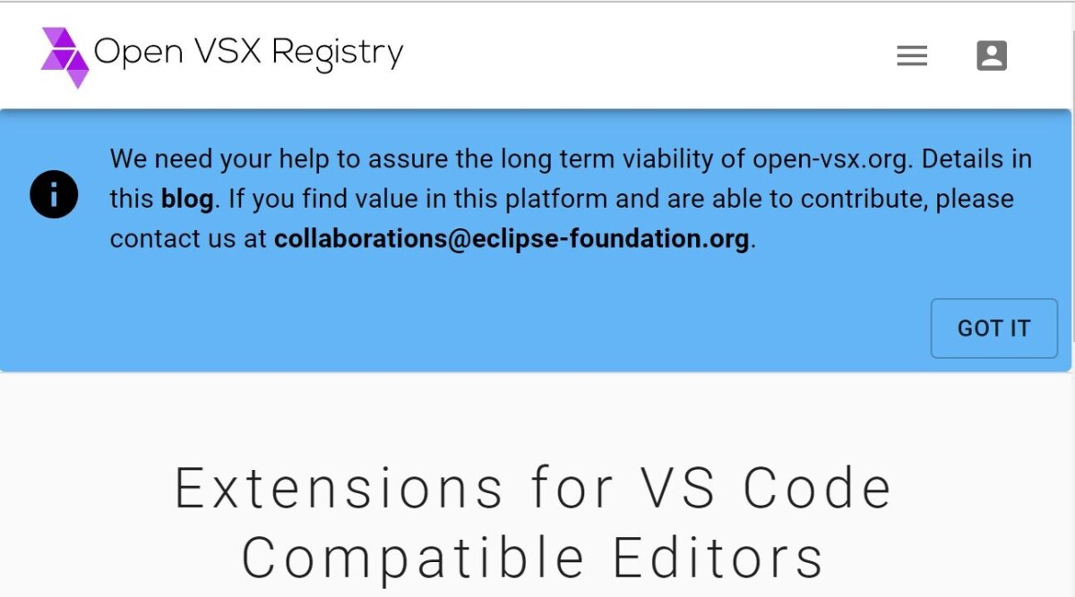 Open VSX alternative to VS Code Marketplace saved from closure by